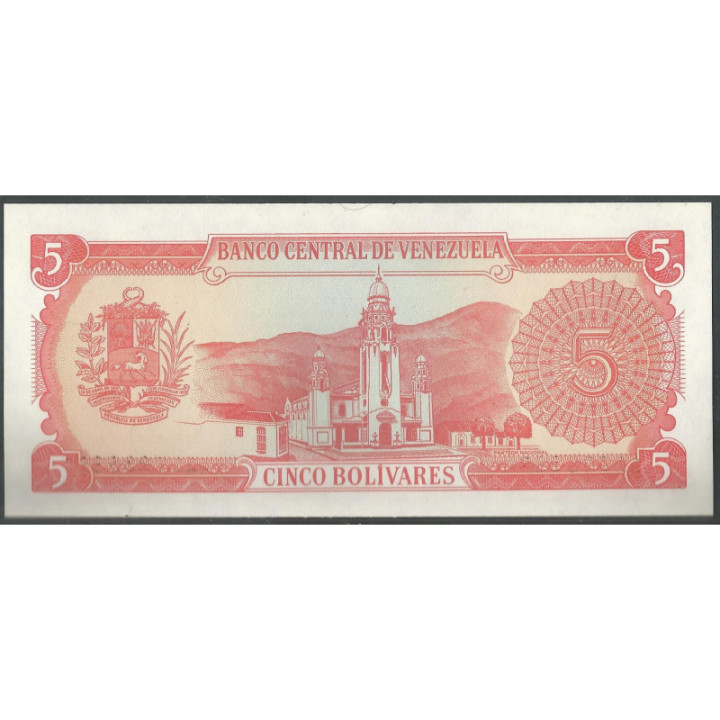 Venezuela 5 Bolivares 21 Sep 1989 A 8 Dig P70b reverso