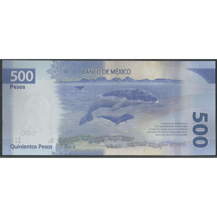 Mexico 500 Pesos 26 Nov 2018 Serie DM P136 reverso