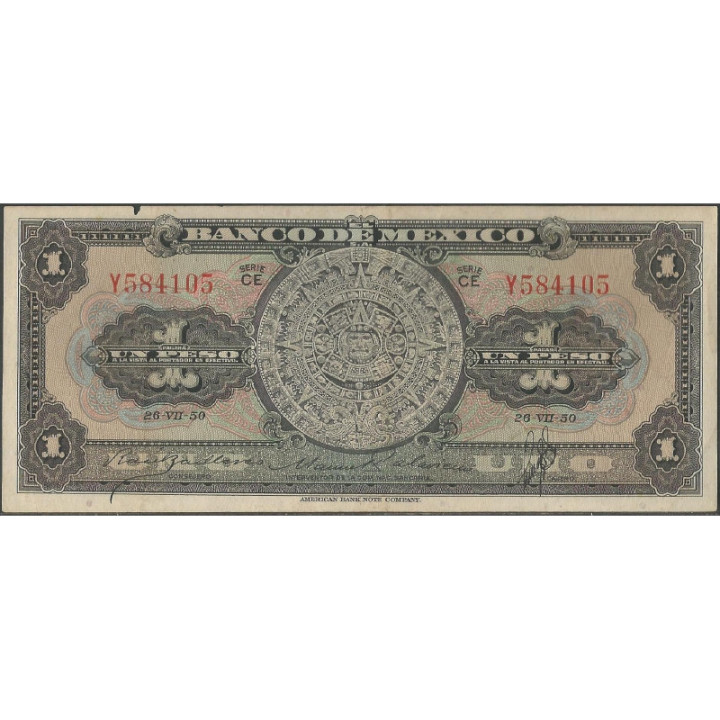Mexico 1 Peso 26 Jul 1950 Serie CE P46b