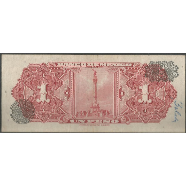 Mexico 1 Peso 25 Ene 1961 Serie JZ P59g reverso