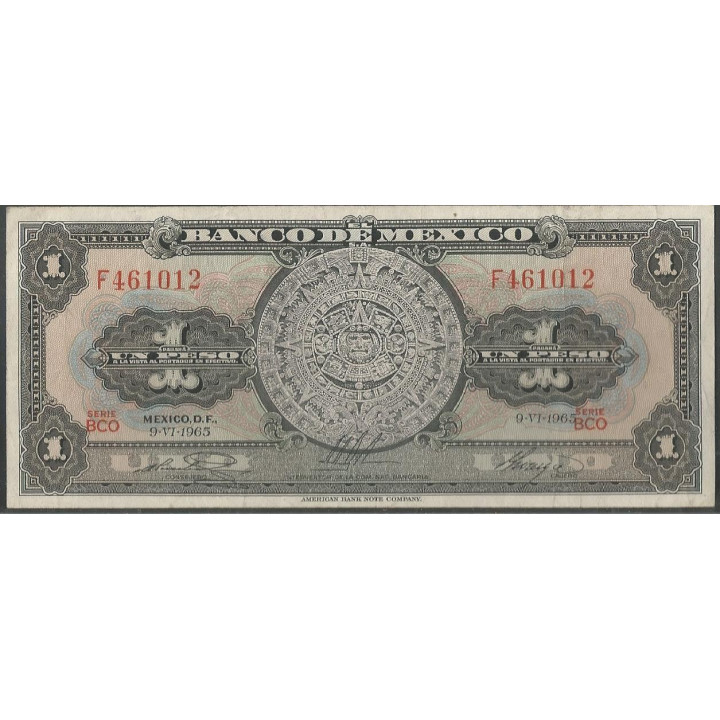 Mexico 1 Peso 9 Jun 1965 Serie BCO P59i