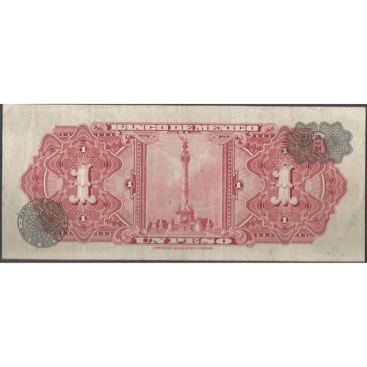Mexico 1 Peso 9 Jun 1965 Serie BCO P59i reverso