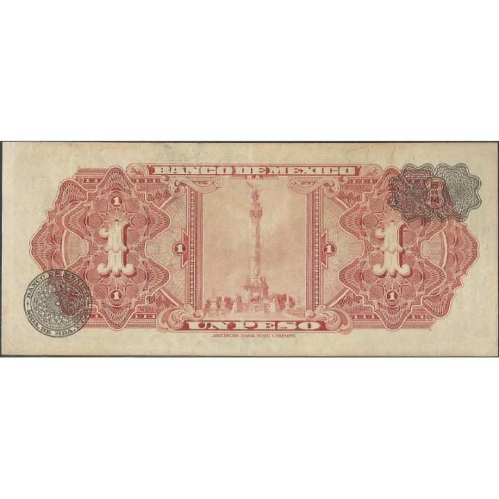 Mexico 1 Peso 10 May 1967 Serie BDA P59j reverso