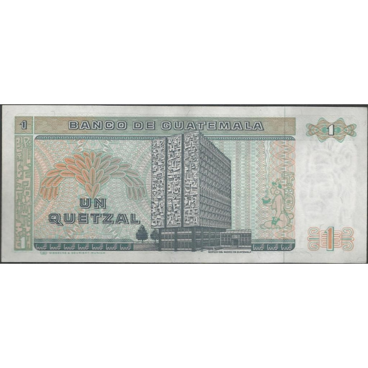 Guatemala 1 Quetzal 4 Ene 1989 P66 reverso