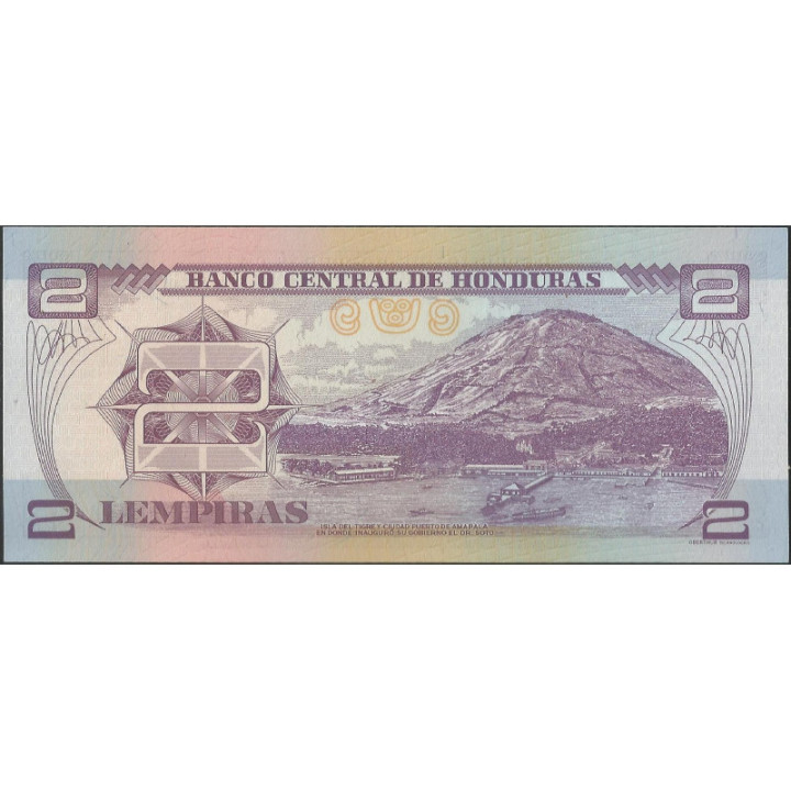 Honduras 2 Lempiras 6 May 2010 P80Ah reverso