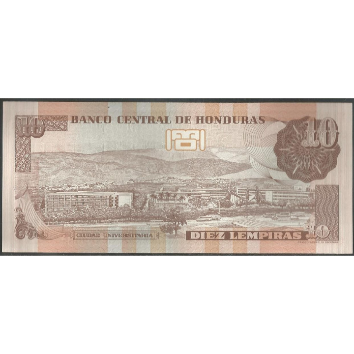 Honduras 10 Lempiras 13 Jul 2006 P86d reverso
