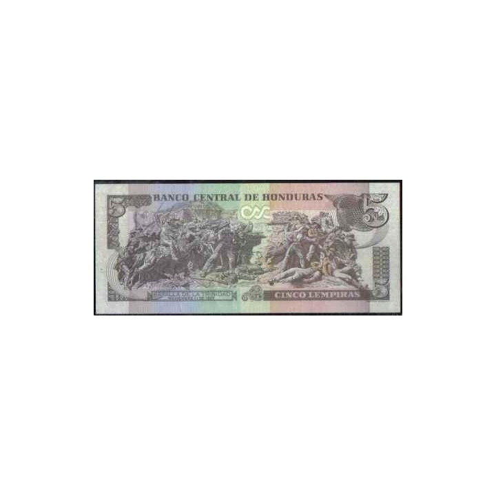 Honduras 5 Lempiras 6 May 2010 P91c reverso