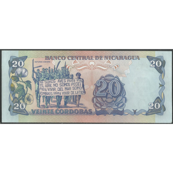 Nicaragua 20 Cordobas 1985 P152a reverso