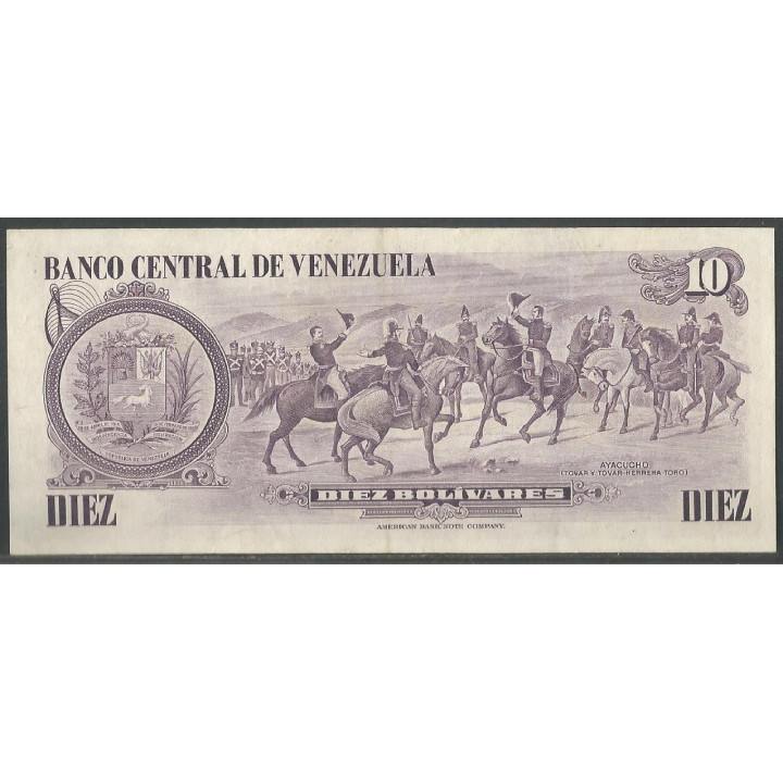 Venezuela 10 Bolivares 29 Ene 1980 A 8 Dig P57a reverso