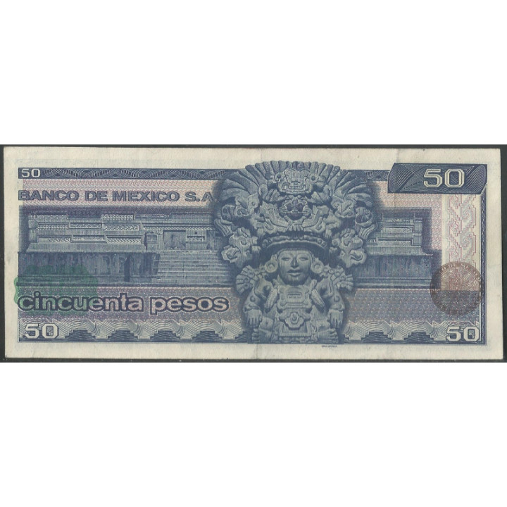 Mexico 50 Pesos 27 Ene 1981 Serie KX P73 reverso