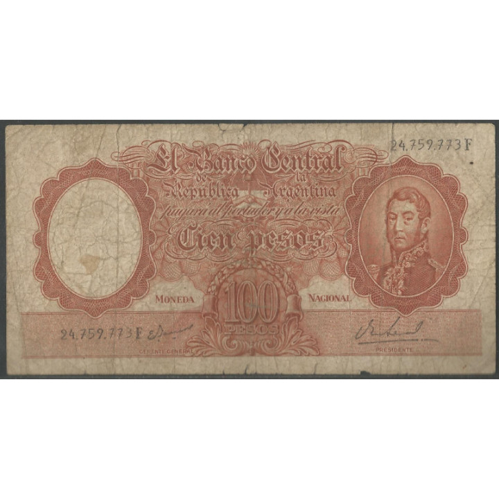 Argentina 100 Pesos ND1967-69 Serie F P277