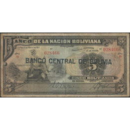 Bolivia 5 Bolivianos ND1929 Serie G P113
