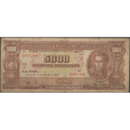 Bolivia 5.000 Bolivianos L 20 Dic 1945 Serie K P150