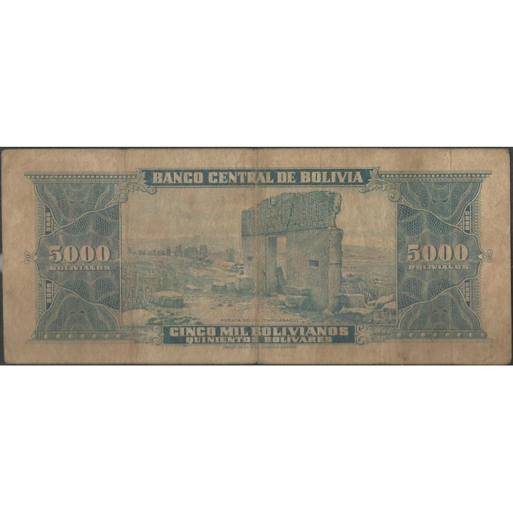 Bolivia 5.000 Bolivianos L 20 Dic 1945 Serie K P150 reverso