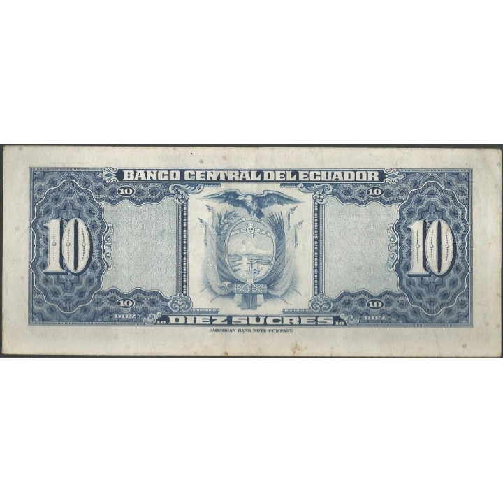 Ecuador 10 Sucres 14 Mar 1975 LA P109 reverso