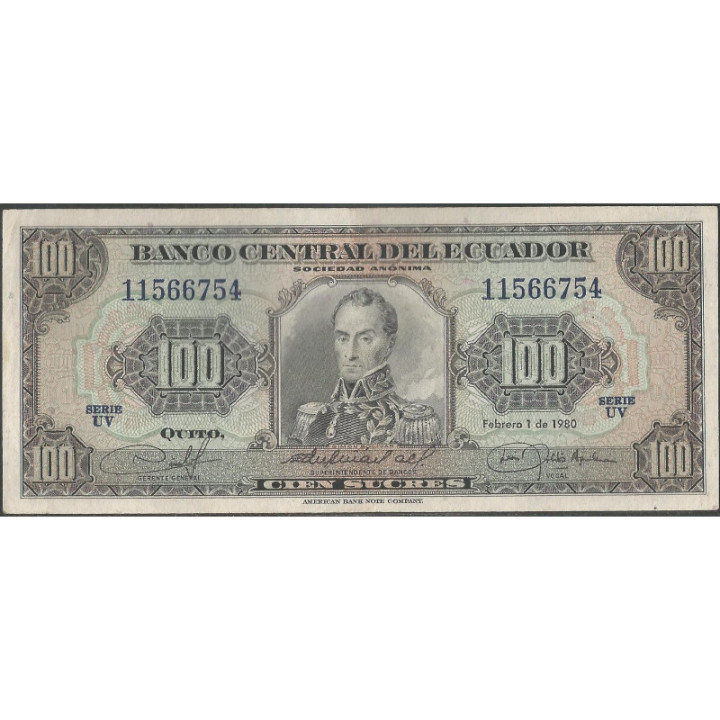 Ecuador 100 Sucres 1 Feb 1980 UV P112?