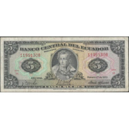 Ecuador 5 Sucres 27 Feb 1970 HI P113b
