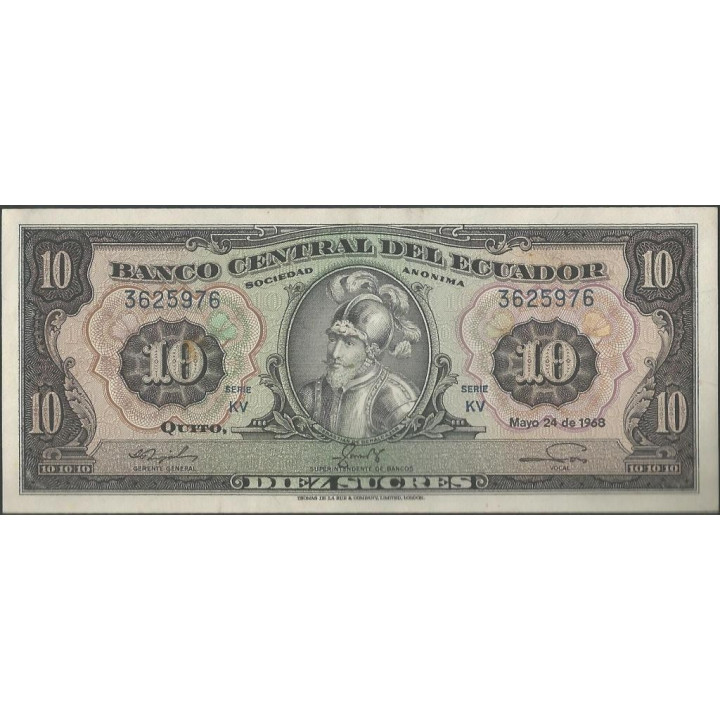 Ecuador 10 Sucres 24 May 1968 KV P114a
