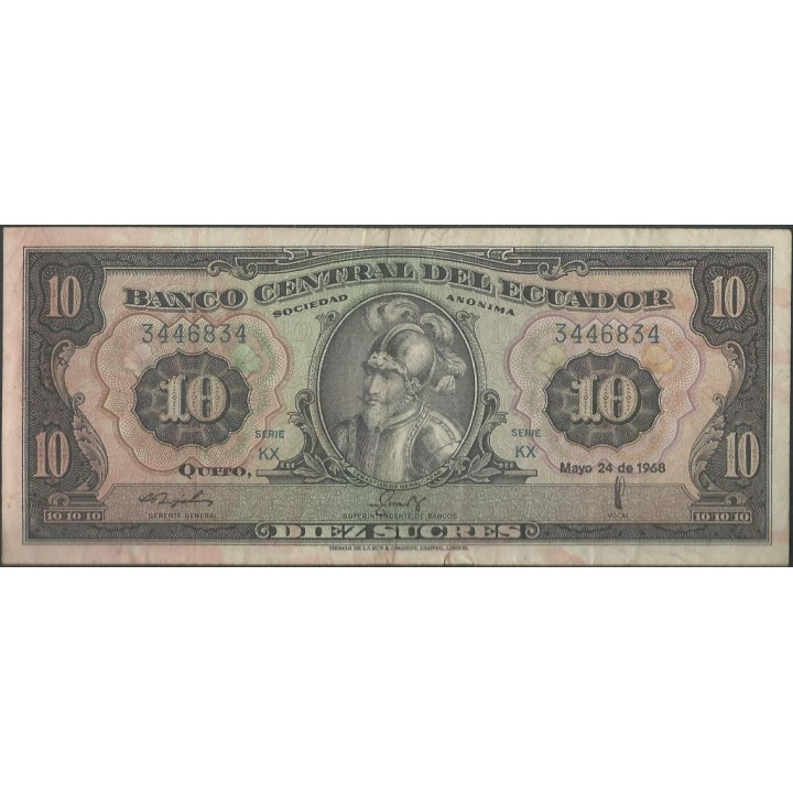 Ecuador 10 Sucres 24 May 1968 KX P114a