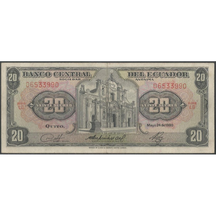 Ecuador 20 Sucres 24 May 1968 LG P115b