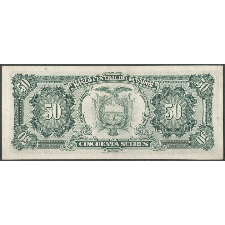 Ecuador 50 Sucres 17 Jul 1974 TP P116d reverso