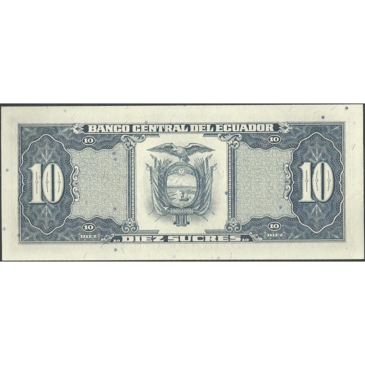 Ecuador 10 Sucres 22 Nov 1988 LS P121 reverso
