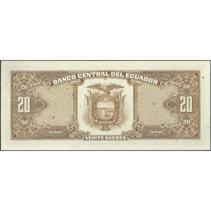 Ecuador 20 Sucres 22 Nov 1988 LT P121Aa reverso