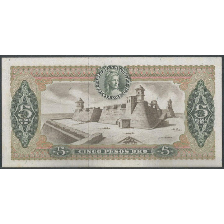 Billete de 5 Pesos 11 Nov 1965 BGW130 reverso