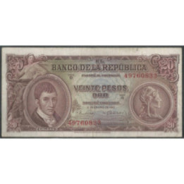 Billete de 20 Pesos 2 Ene 1961 BGW220