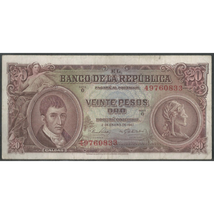 Billete de 20 Pesos 2 Ene 1961 BGW220