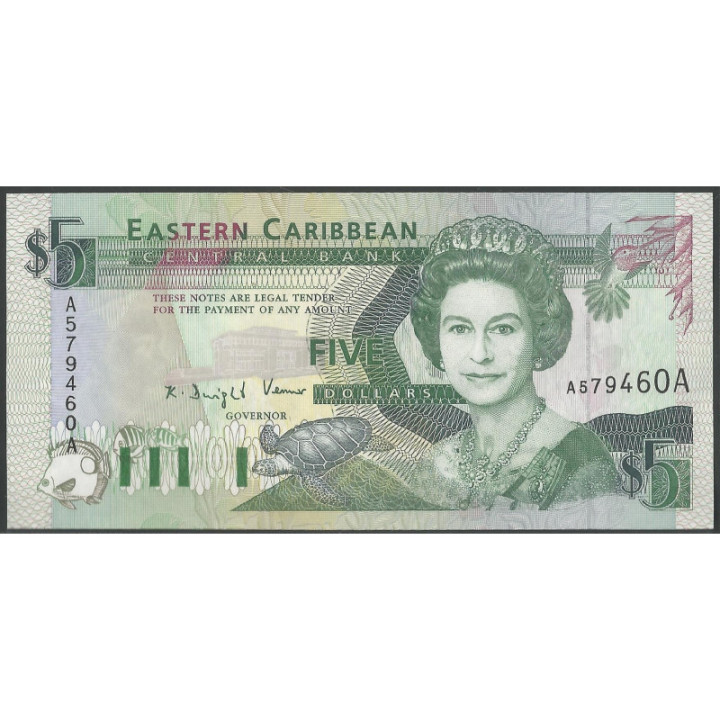 Antigua 5 Dollars ND1993 P26a