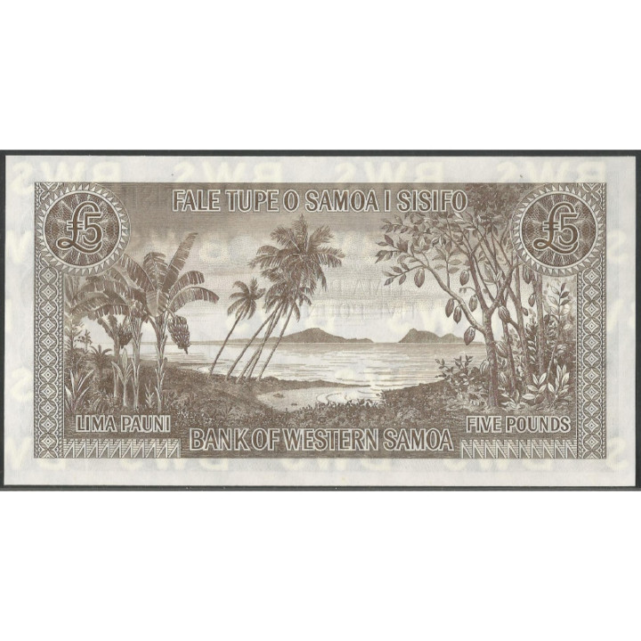 Samoa Occidental 5 Pounds ND1963 P15a reverso