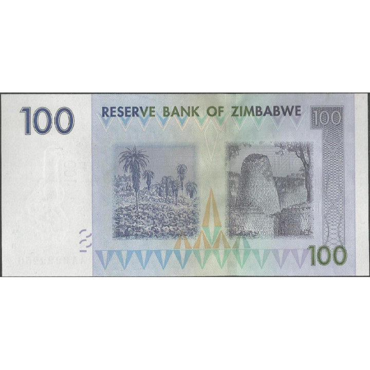 Zimbabwe 100 Dollars 2007 P69 reverso