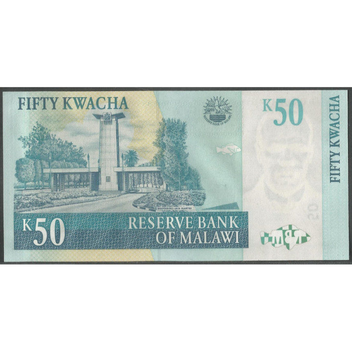 Malawi 50 Kwacha 31 Oct 2007 P53c reverso