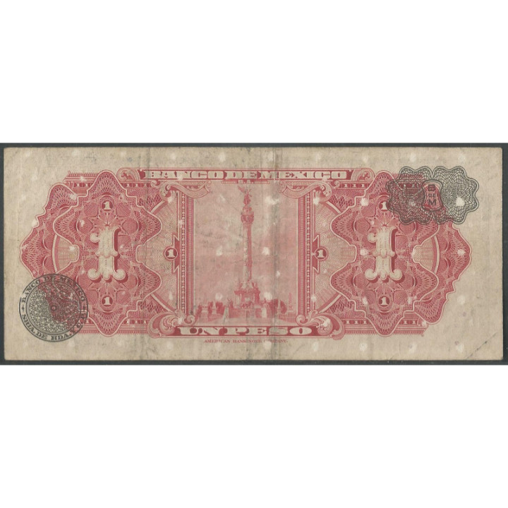 Mexico 1 Peso 25 Ene 1961 Serie KA P59g reverso