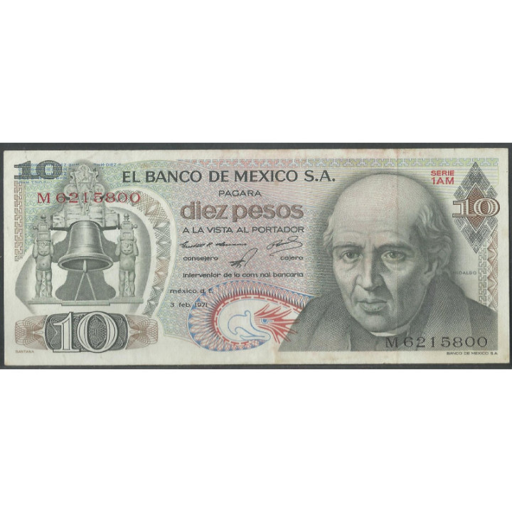 Mexico 10 Pesos 3 Feb 1971 Serie 1AM P63d