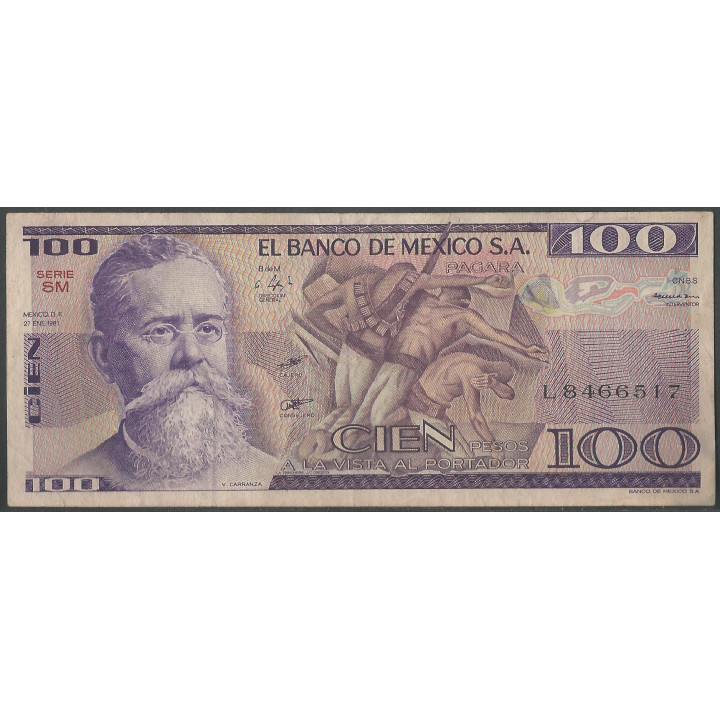 Mexico 100 Pesos 27 Ene 1981 Serie SM P74a
