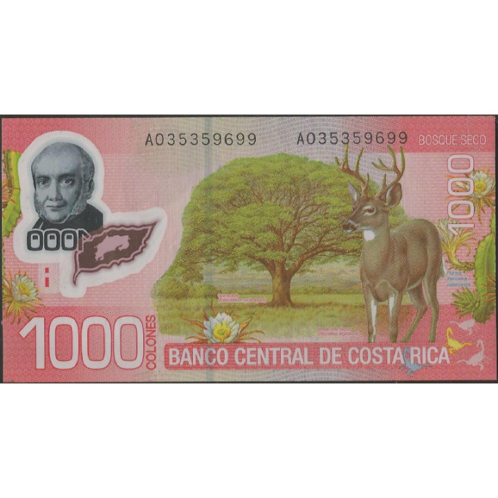Costa Rica 1.000 Colones 2 Sep 2009 P274a reverso
