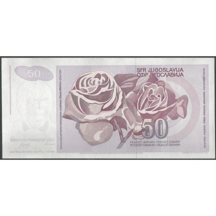 Yugoeslavia 50 Dinara 1 Jun 1990 P104 reverso