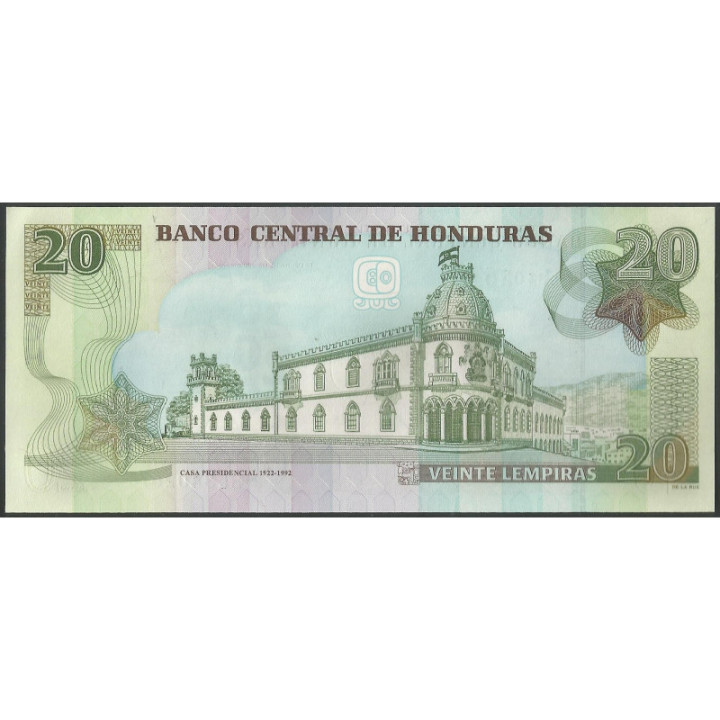 Honduras 20 Lempiras 15 Jul 2006 P93a reverso