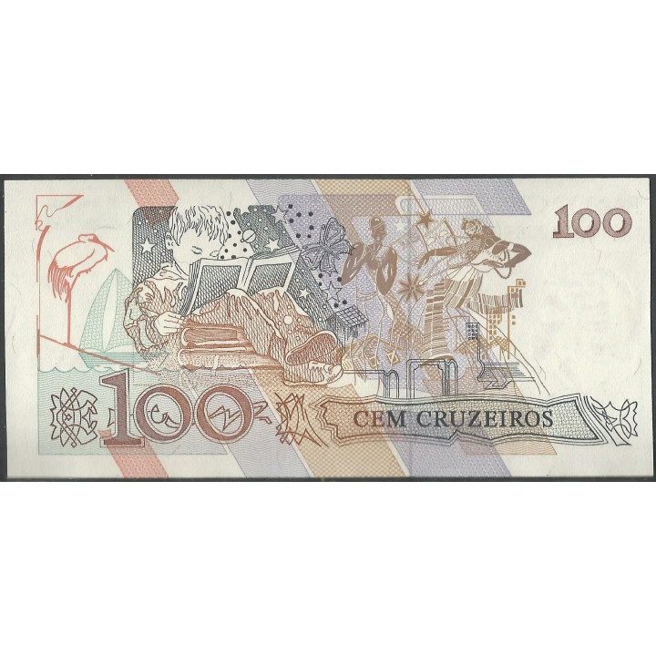 Brasil 100 Cruzeiros ND1990 P228 reverso