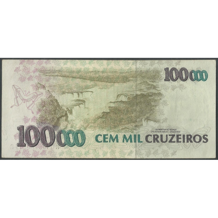 Brasil 100.000 Cruzeiros ND1992 P235a reverso