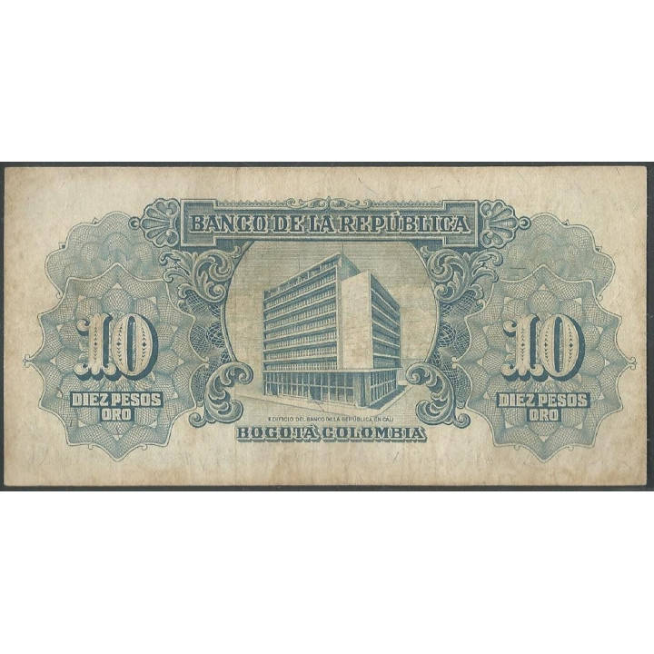 Billete de 10 Pesos 2 ene 1961 BGW176 reverso