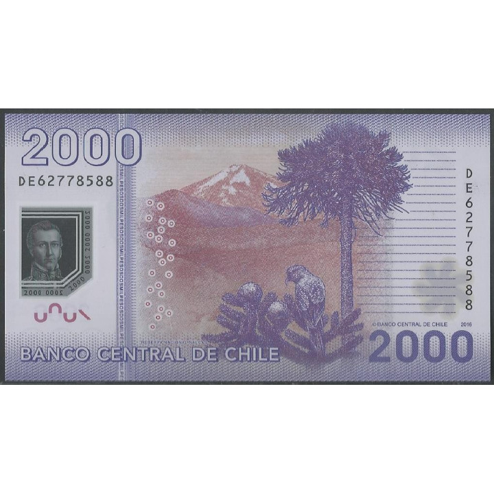 Chile 2.000 Pesos 2016 P162f reverso