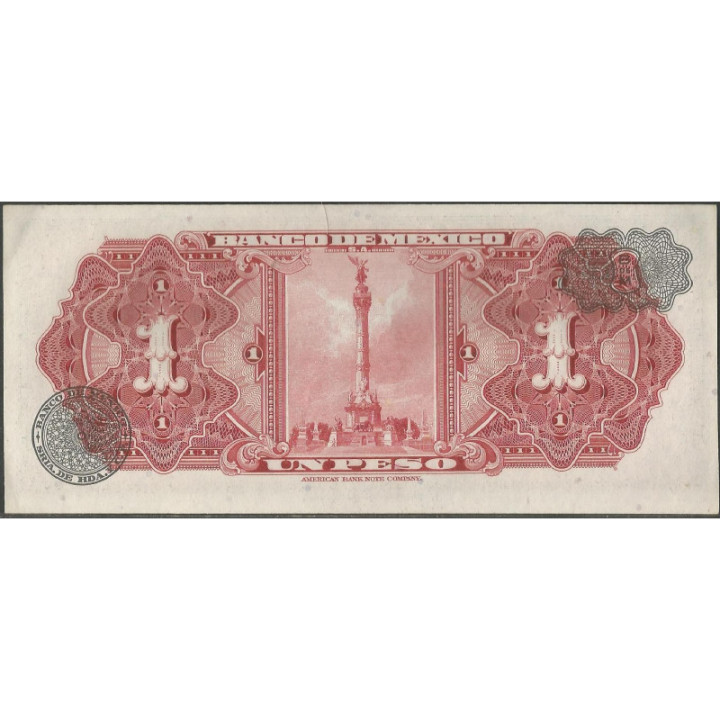 Mexico 1 Peso 10 May 1967 Serie BDD P59j reverso