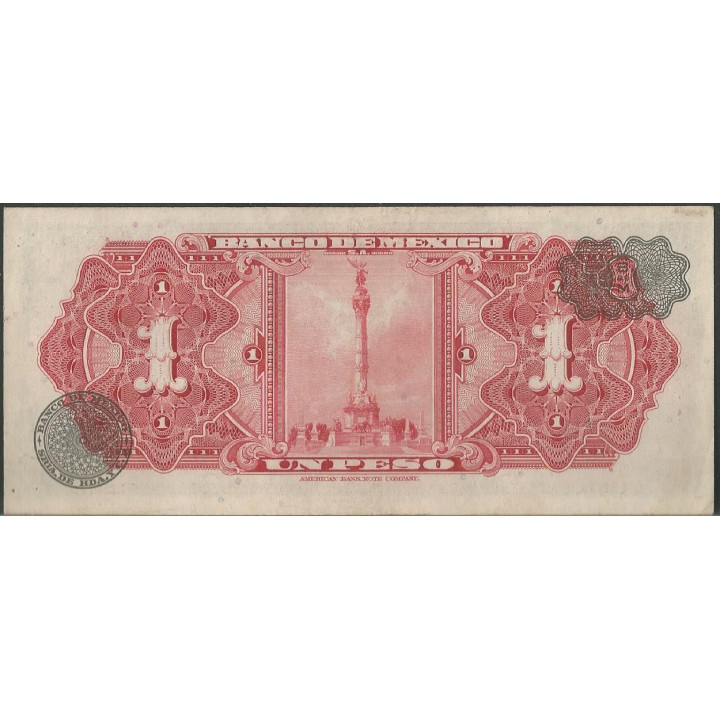 Mexico 1 Peso 27 Ago 1969 Serie BGH P59k reverso