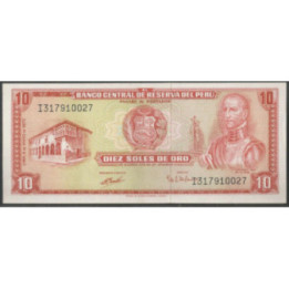 Peru 10 Soles 4 May 1972 P100c