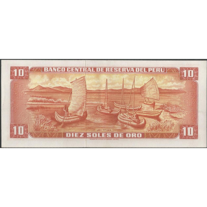 Peru 10 Soles 16 May 1974 P100c reverso