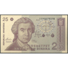 Croacia 25 Dinara 8 Oct 1991 P19a