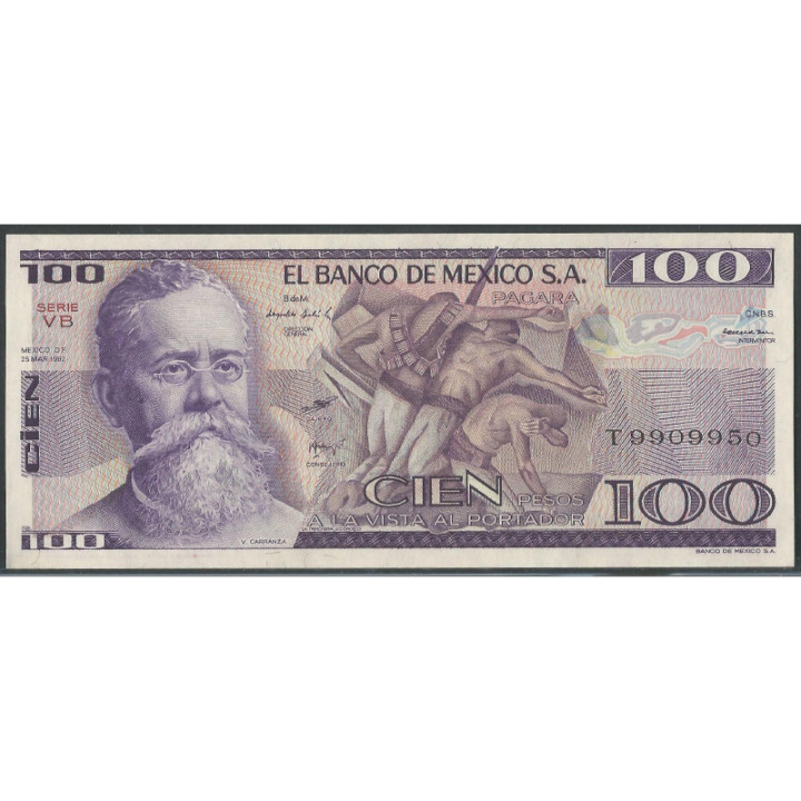 Mexico 100 Pesos 25 Mar 1982 Serie VB P74c